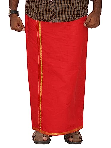 Image of PRAKASAM COTTON Welcro Pocket Dhoti | Jari Border Readymade Cotton Dhoti for Men