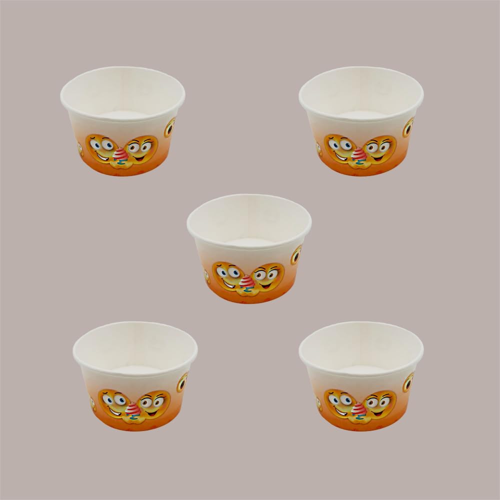 Lucgel Coppetta Bicchiere per Gelato in Carta Grafica Emoticon Emoji 140cc - 200 pezzi -