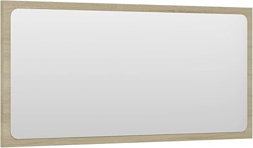Miniatura 3 de Tidyard Espejo de pared con marco de aglomerado, espejo acrílico para baño, roble Sonoma para entrada, pasillo, vestidor, sala de estar, dormitorio,