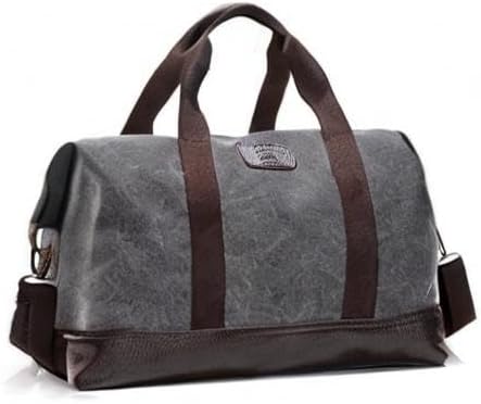 Travel Duffle Bag Canvas Leather Gym Weekend Bag (Grey) - Image 7
