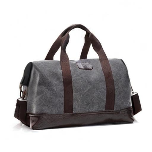 Image of Classic Canvas Leather Duffel Bag Weekender Overnight Bag Carry on Travel Tote