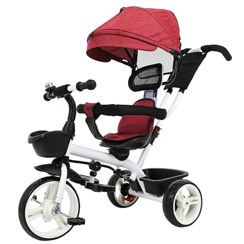 NAMOARLY Kids Toddler Tricycle Sunshade, Red 120x115x50cm Baby Stroller for Toddlers Aged 1-3, Outdoor Riding Bike