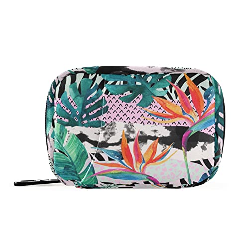 Naanle Tropical Paradise - Pastillero de flores para 7 días, bolsa organizadora de pastillas de viaje con cremallera, funda semanal portátil, tamaño compacto Cover