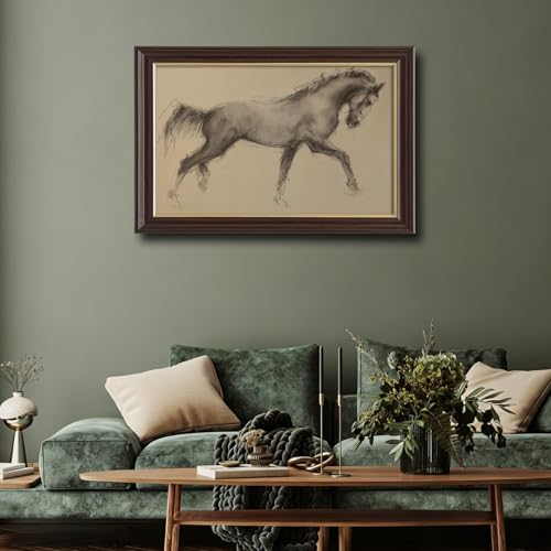 Image of Framed Vintage Highland Cow Canvas Wall Art, Black and Brown Cattle Portrait Canvas Prints Pictures, Rustic Farmhouse Wall Decor for Living Room Bedroom Farmhouse Kitchen