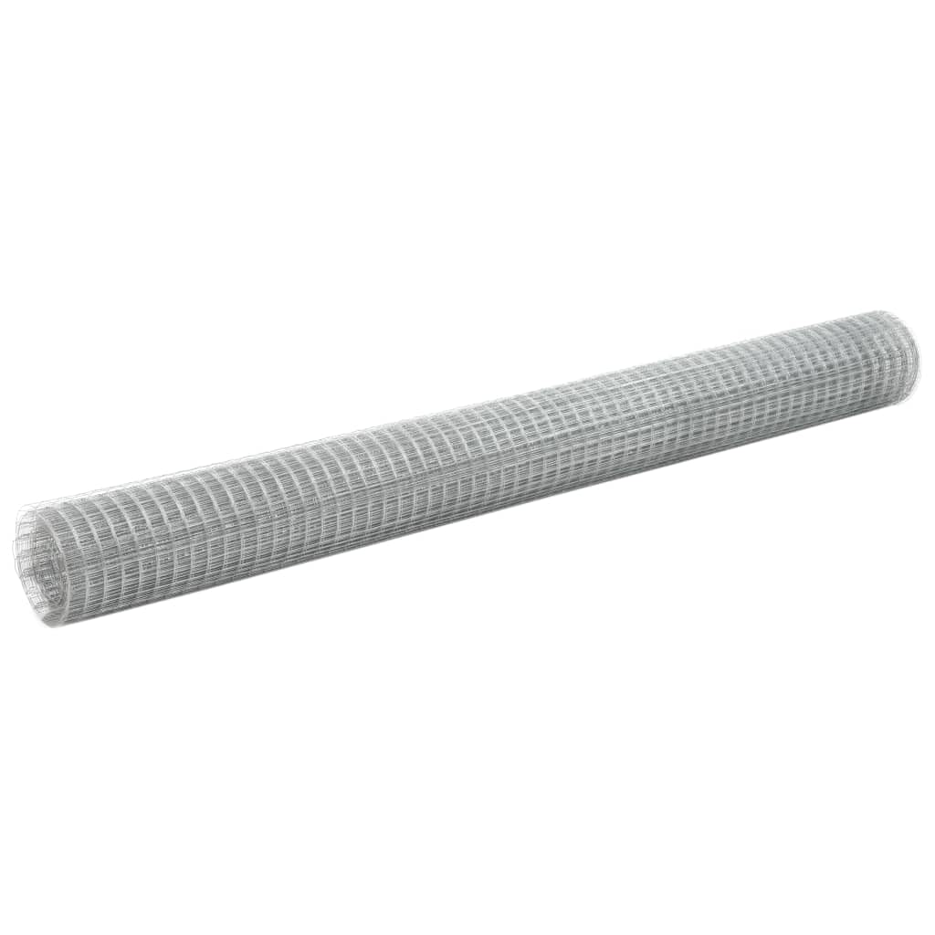 Malla de alambre de acero galvanizado plateada 10x1,5 m, Malla metálica para gallinero, Red de gallinero de acero, Alambrada de gallinero de acero resistente para proteger a tus aves de corral