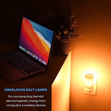 UMAID 2-Pack Plug-in Himalayan Salt Lamp, Hand Carved Salt Night Light with 360-Degree Rotating Wall Plug, Natural Air Purifier for Bedroom, Bathroom, Living Room, Office, & More - 4 Bulbs Included