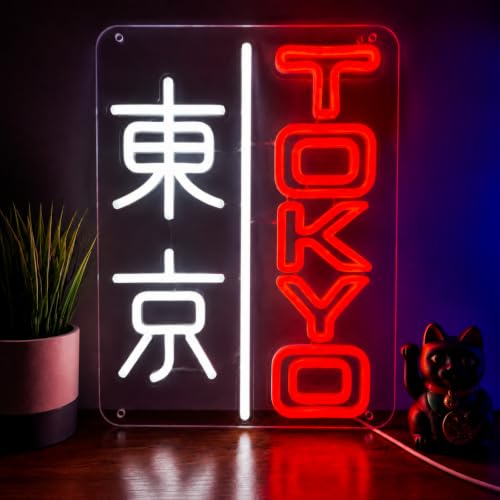 Tokyo Neon Sign, Japanese-Style LED Wall Lamp, USB Powered Dimmable Vertical Neon Light, Japanese Kanji Art Decor for Bedroom Bar Game Room Men Private Space, Stylish Decorative Gift for Friends by Raggdens - Used condition - US$25.66