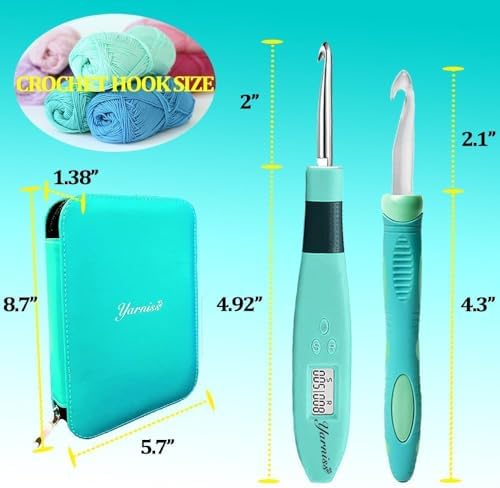 Yarniss 18 Size Counting Crochet Hooks Set with Light Handle 2.0mm~14.0mm - 3