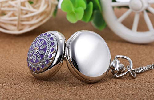 Infinite U Flower Pendant With Mirror Small Women Quartz Pocket Watch Silver Long Necklace With Gift Bag #TOP2