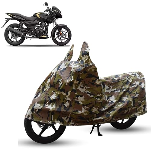 Image of Sulfar Bike Cover for Bajaj Pulsar 180 (2026) (Sports Commuter) | Waterproof, Dustproof & UV Protected | All Weather Two Wheeler Cover (Army Green) New 2026 Variants