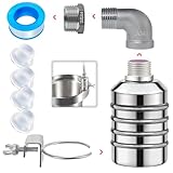 Leak-Proof NPT 1/2' Water Float Valve,1/2' to 3/4' 304 Stainless Steel Fully Automatic Water Level Control Float Valve for Water Tank, Cattle Tank, Pool, Fish Tank, Distiller, Livestock Troughs