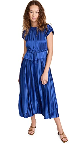 strapless open back dress Sophia's Long-Sleeve Ditsy Pleated Midi Dress
