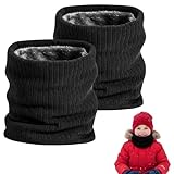 AevYxq 2 Stück Schlauchschal Kinder, 19x20 cm, Loop Schal Kinder, Schal, Winteraccessoire für Ski, Radfahren, Joggen, Schwarz