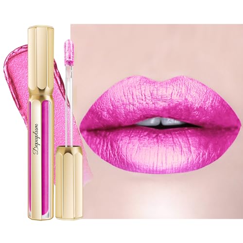 Image of Hot Pink Lipsticks for Women Metallic Glitter Lipstick Long Lasting