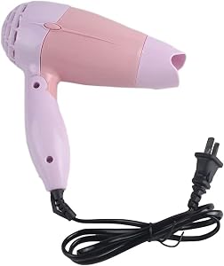 220V Folding Mini Hair Dryer with Nozzle Adjustable Airflow Fast Drying Low Noise Portable Travel Household Hair Dryer US Plug