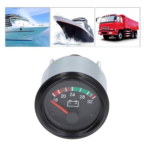 52 mm Spannungsmesser, 24 V 18-32 V LED Spannungsmesser aus Aluminiumlegierung, Digitales LED Voltmesser Spannungsmesser Kit für Dieselmotor PKW LKW Fahrzeuge