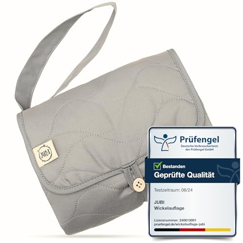 Jubi® Trocador de fraldas 100% algodão orgânico – trocador para viagens com espaço para 4 fraldas e toalhitas húmidas