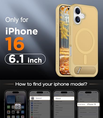 Image of Magnetic Compatible with iPhone 16 Case, [Built-in Invisible Kickstand][Compatible with MagSafe] [Military Grade Shockproof] Slim Translucent Matte Phone Case for iPhone 16 6.1 inch