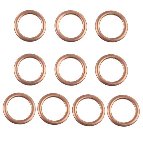 10 Pièces Joint Vidange Bouchon Voiture, 16 x 22 x 2mm Joint Cuivre Vidange Rond Rondelle Plate Métrique pour Citroën Peugeot Renault MINI Dacia C3 C4 C5...