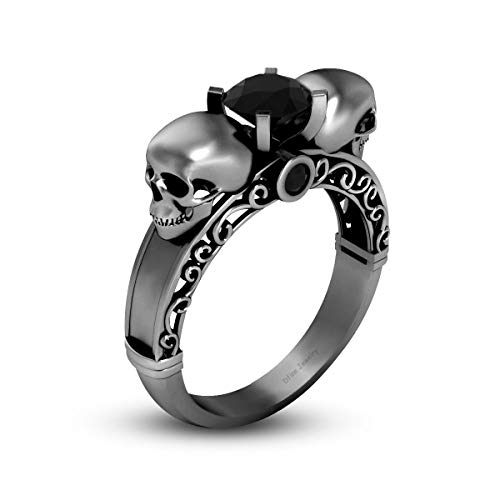 Diamant noir rond sur argent sterling 0.925, le cadeau mémorable pour elle et lui