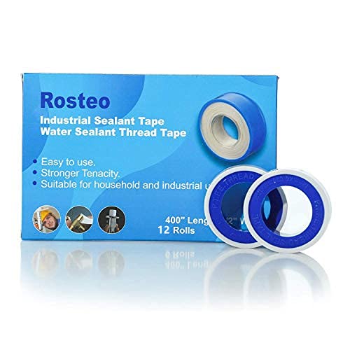 Rosteo Industrial Sealant Tape(Pack of 12 Rolls), White 1/2 Inch x 400 Inch, Plumbers Tape, Water Sealant Thread Tape, Pipe Sealant Tape