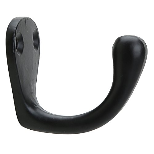 A29 Set Of 6 Single Coat Hooks, Heavy Duty Wall Mounted 1 3/4 Inches, Utility Iron Decorative Hat Hook With Easy Installation Hardware, Black Powder Coat Finish #TOP6