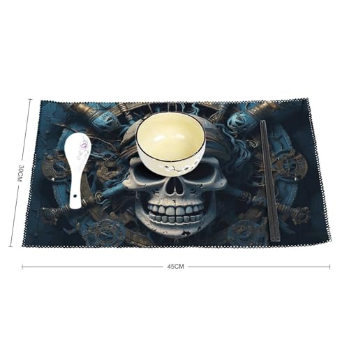 Sets de table lavables anti-tache squelette pirate lot de 6