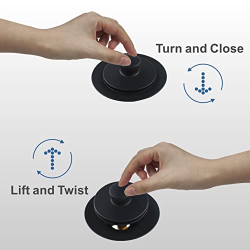 Black Tub Drain Lift &Turn Tub Trim Set With Two-Hole Overflow Faceplate Conversion Kit Assembly, Hidrop Bathtub Drain Replacement Trim Kit And Universal Fine/Coarse Thread, Matte Black #TOP2