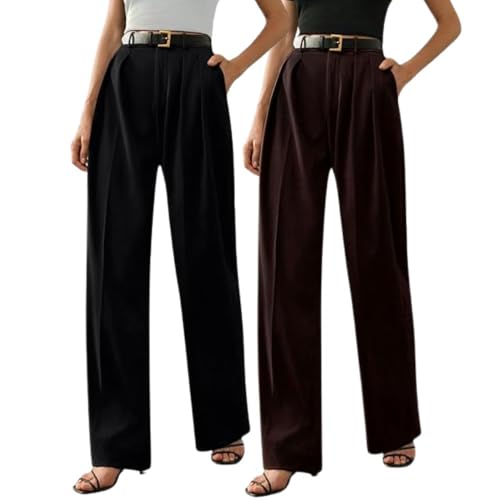 Image of GRECIILOOKS Trousers for Woman | Womens High Rise High Waist Flared Korean Style | Formal Pant for Women Office Wear| Track Pants for Womans Elegant for College & Events (Available in Plus Size)