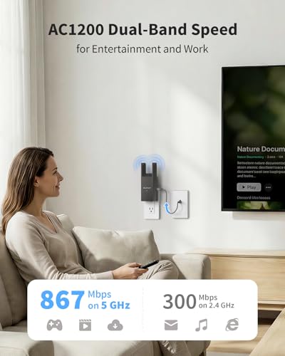Image of BrosTrend AC1200 Wireless Access Point with Gigabit Port, Wall Plug Gigabit WiFi Access Point for Home & Office, Dual Band WAP for PC, Smartphone TV GameConsole etc., Easy Setup Works with All Routers