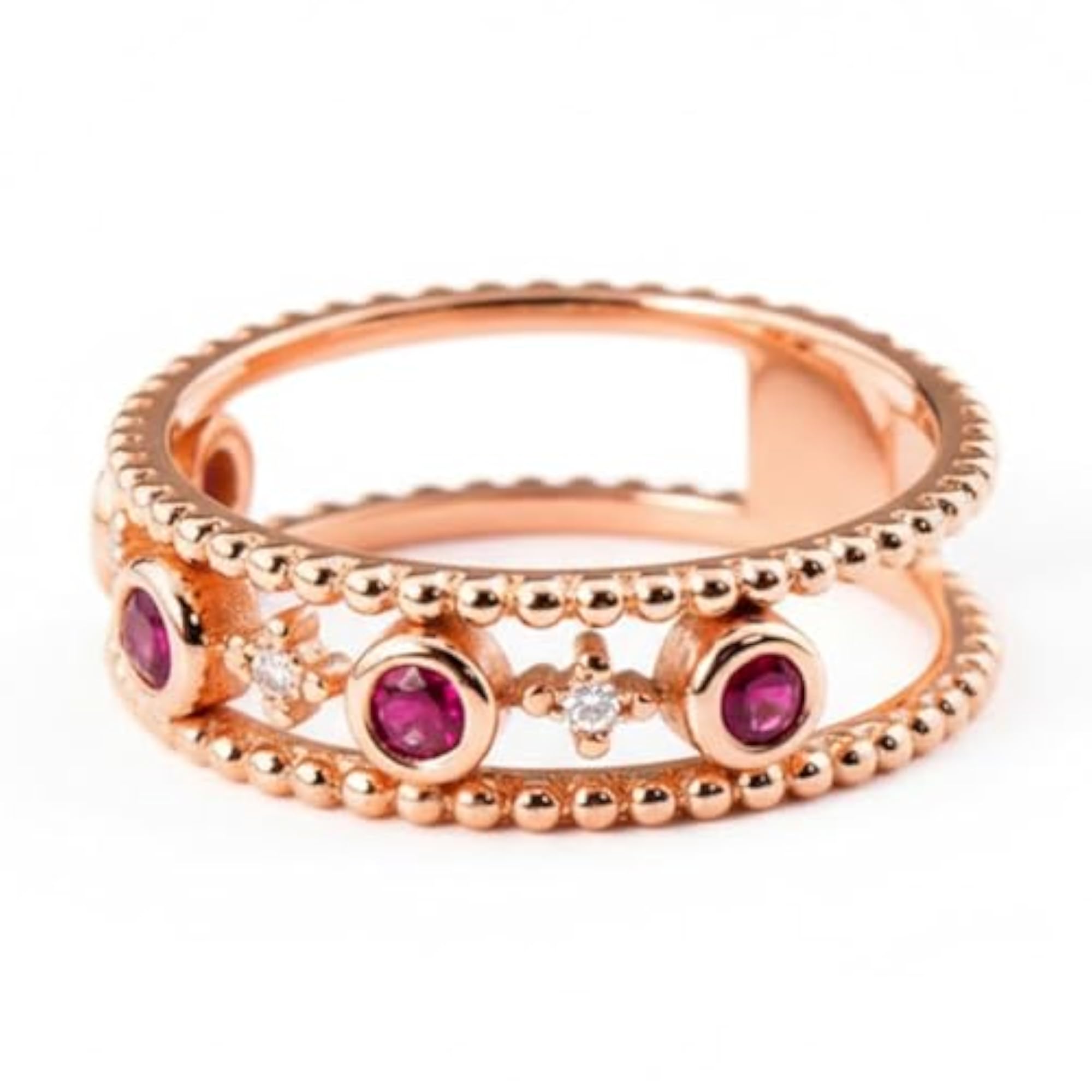 Rose Gold Plated Faux Ruby & Cubic Zirconia Ring