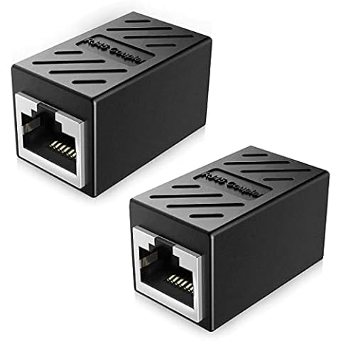 Sinonome RJ45 Coupler, Ethernet Inline Coupler, Ethernet Extension Adapter Network Connector for Cat7/Cat6/Cat5e/Cat5 Ethernet Network Cable Coupler Female to Female (2) Cover