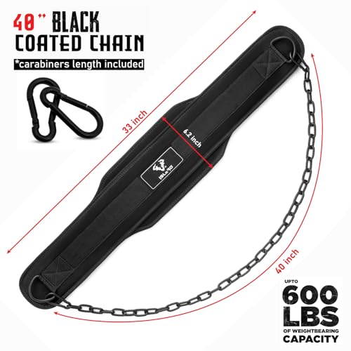 Islero Dip Belt Weight Lifting Belt with 36 Inch Heavy Duty Steel Chain Lifting Belt for Men Women Powerlifting Weightlifting Workout Dipping Belt Chin Pull Ups Gym Training Deadlift Squat Neoprene - Image 3