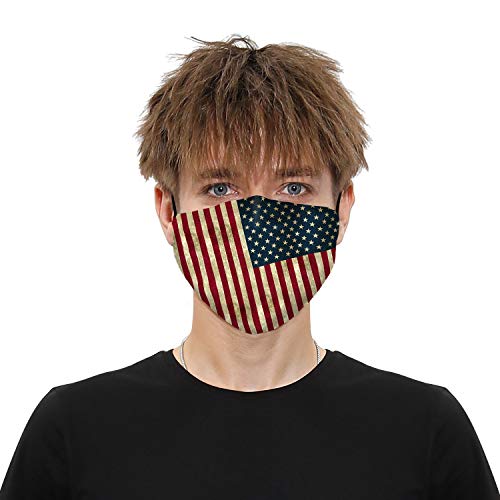 Cool Breathable Washable Facial Protection Vintage American USA Flag Face Scarf Reusable Dust-Proof Unisex Mouth Cover for Skiing/Cycling/Outdoor/Fishing/Work/Garden