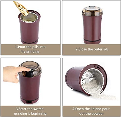 Multifunctional Electric Pill Crusher Grinder- Grind The Medicine And Vitamin Tablets Of Different Sizes Into Fine Powder-Mortar And Pestle,Elderly, Children Or Pets (Purple) #TOP3