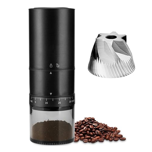Portable Electric Coffee Grinder Cordless Small Grinders Adjustable Coffee Bean Grinder One-Button Burr Coffee Grinder French Press Moka for Home, Travel, Camping