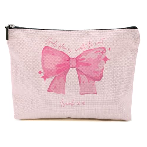 Coquette Pink Bow Makeup Bag Bible Verse Cosmetic Bag 03