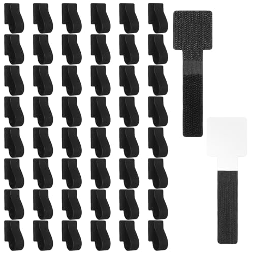 Image of Zhujiehigh 50 Pcs Adjustable Self-Adhesive Reusable Cable Clips, Black