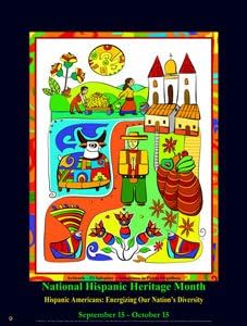 El Salvador - Póster del Mes de la Herencia Hispana V2- (Obra de Arte: Saludemos La Patria Orgullosa) con Tema HHM 2015 - HES disponible en Yaxa Guatemala
