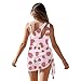 Cndexd Girls 2 Pieces Strawberry Bathing Suits Set with Mesh Cover Up One Shoulder Adjustable Straps Fashion Cutout Bathing Suit Summer Beach Vacation Swimwear