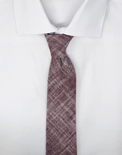 Image of Men's Chambray Cotton Skinny Necktie Tie Textured Distressed Style - 2.5 inch Width