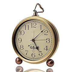 Justup Golden Table Clock, Retro Vintage Non Ticking Table Desk Alarm Clock Battery Operated Silent