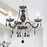 Luvkczc Black Crystal Chandelier Small 3-Light Modern Pendant Light Fixture for Restaurant, Bar, Dining Room, Bathroom - Mini Acrylic Lighting