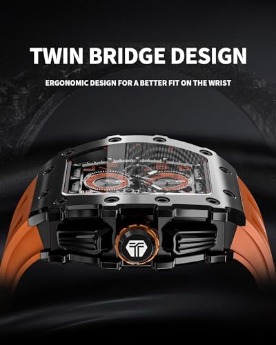 Image of TSAR BOMBA Men's Luxury Quartz Watch, Luminous Dial 5ATM Water Resistance Silicone Strap Men's Wristwatch Ideal Gift for Men