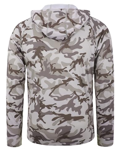 FISHEAL UPF 50+ Mens Fishing Shirts with Hood, Long Sleeve Sun Protection Hunting Shirt, Lightweight Camo Shirt for Hiking3