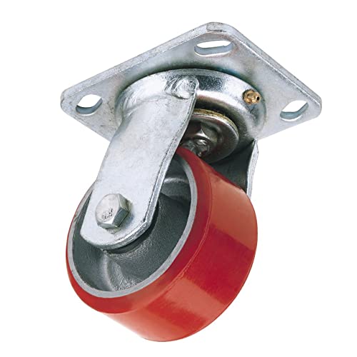 Draper 65526 125 mm-Diameter Polyurethane Castor Swivel Plate Fixing