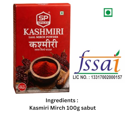 Image of SP Spices Kashmiri Red Chilli Powder, 100 g - Rich Colour & Mild Spice