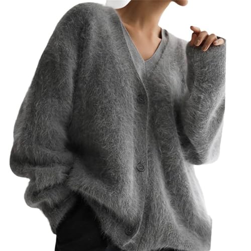 Womens Fall Sweaters Fuzzy V Neck Cardigan Sweater Long Sleeve Knit Sweaters Relaxing Fit Furry Outwear3