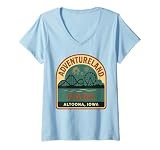 Womens Adventureland Park Shirt Altoona Iowa Retro Rides Fireworks V-Neck T-Shirt