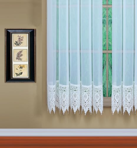 Today's Curtain, Diana Macramé Tergal Sheer Panel 63", White, 60" W x 63" L